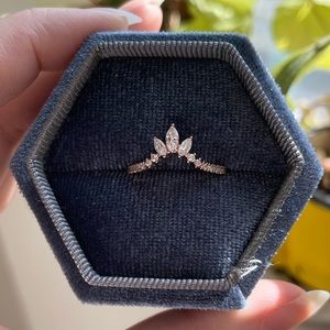 14k Rose Gold Moissanite Wedding Band, size 6.5